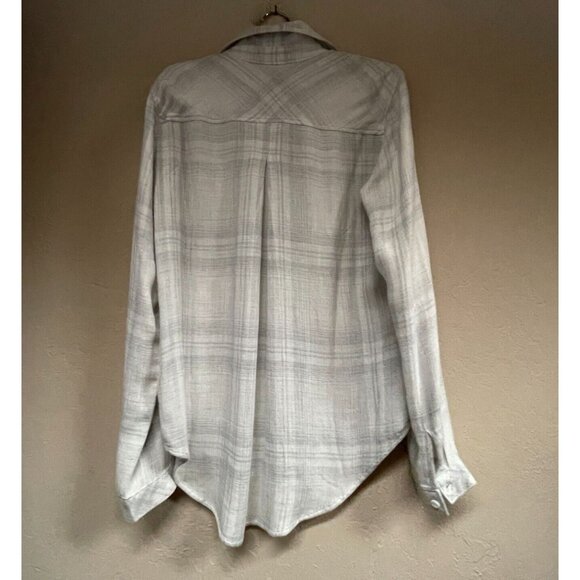 Cloth & Stone Womens XS Button Down Long Sleeve Shirt Top Lightweight Plaid Gray - Picture 2 of 10